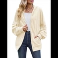thumbnail image 1 of Sudadera con Capucha y Cremallera para Mujer, de Larga, Informal, de Gran Tamaño, con Bolsillos. Albaricoque XXL, 1 of 10