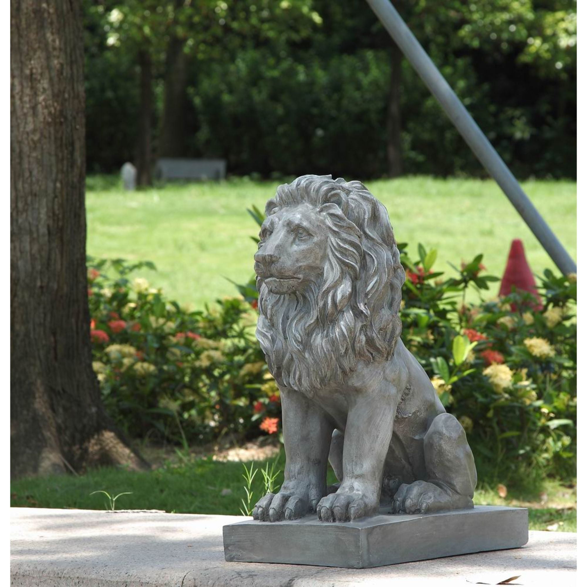 21" Gray Sitting Lion Outdoor Figurine Statue - Walmart.com