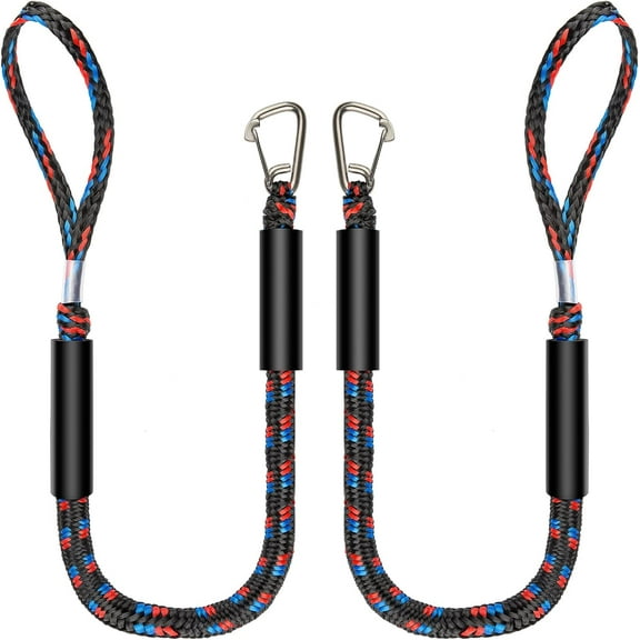 Marine Bungee Dock Lines, Boat Dock Rope, Jet Ski Accessories with Stainless Clip for for Jet Ski, SeaDoo, Yamaha WaveRunner, Kayak, Pontoon Boat, Dinghy (4 Feet)