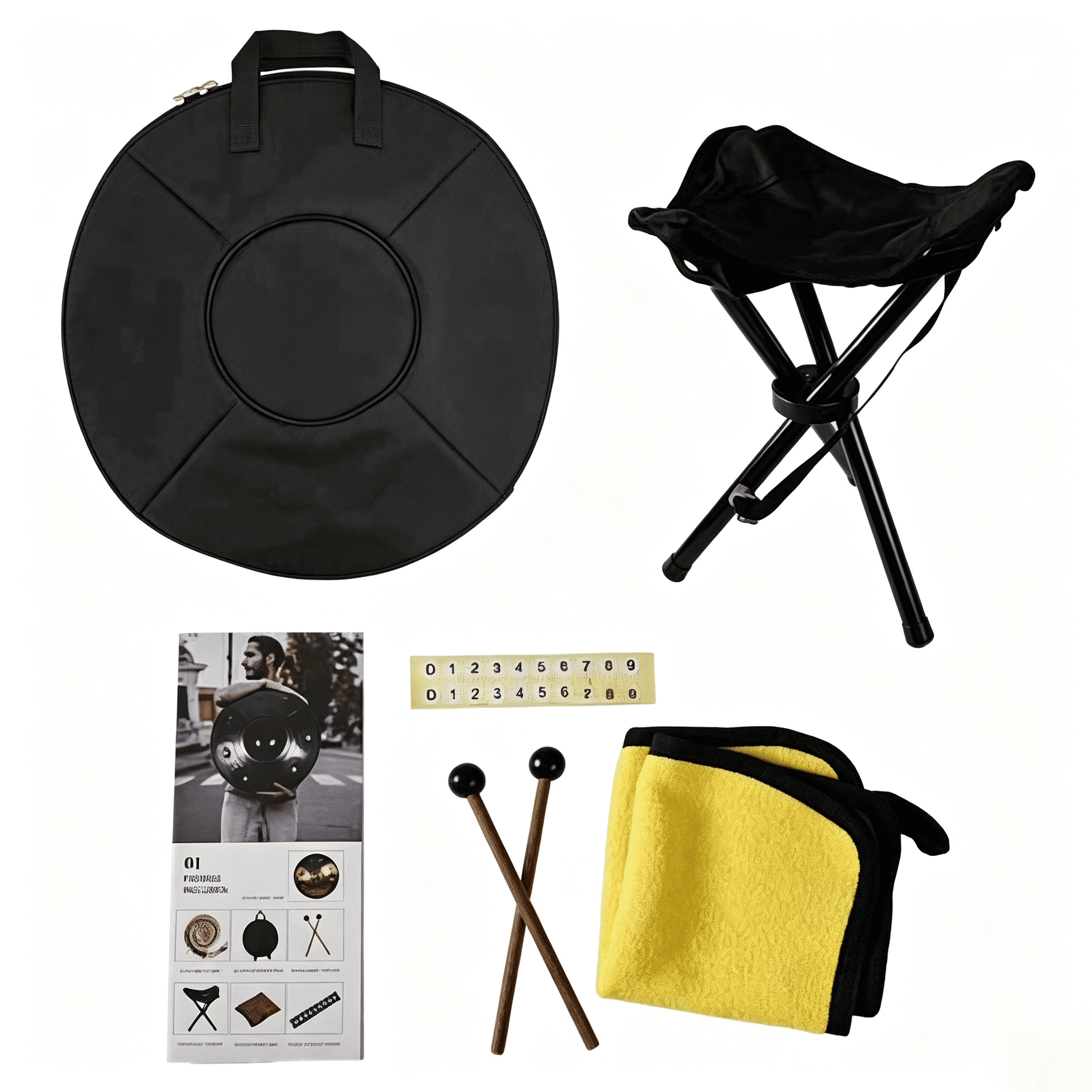 9 Notes Black Solid Color Handpan Drum Steel Percussion Instrument