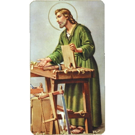 

Saint Joseph the Worker Paper Catholic Prayer Holy Card with Blank Back Pack of 100