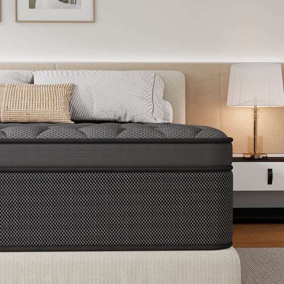 Kviwasha 12 inch Queen Mattress in a Box, Hybrid Gel Memory Foam with Individually Wrapped Pocket Coils, Medium Firm, Pressure Relief
