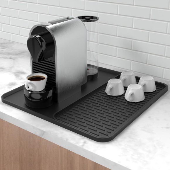 Tapete de café Garolue de silicona de 40 x 40 cm con tapete para secar platos