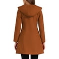 thumbnail image 3 of INSPIRE CHIC Hooded Toggle Button Up Duffle Coat for Women's Winter Outwear XL Brown, 3 of 6