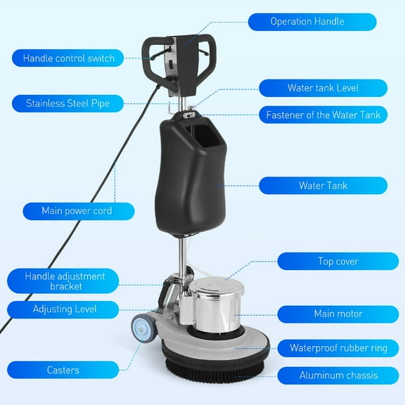 IMIKEYA Commercial Floor Buffer Grey Stainless Steel Plastic Cast Aluminum Copper for Efficient Cleaning