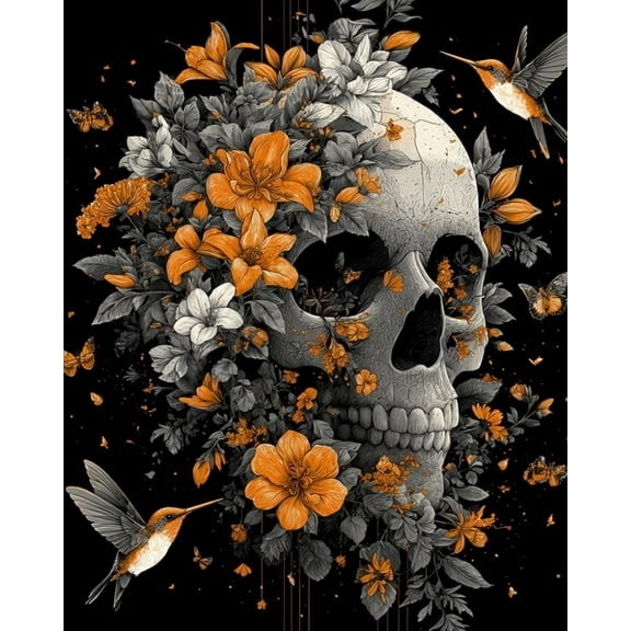Paint by Numbers for Adults Kids Beginner Flower Sea Skeleton DIY Acrylic Painting by Numbers Kits with Brushes Acrylic Pigment Home Decoration Gifts 16 x 20 inch