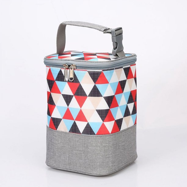 Bolsa portátil para botellas de tela Oxford con aislamiento de papel de aluminio y bolsa de almuerzo con protección contra el frío para uso al aire libre