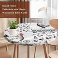 thumbnail image 4 of Chicken Round Tablecloth, Fitted Table Cover with Elastic for 45"-54" Round Tables, Farmhouse Country Animal Retro Pastoral Black Table Cloth Outdoor Indoor Dinning Party Waterproof Tablecloths, 4 of 7