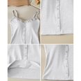 thumbnail image 5 of Weikingp Women's Ribbed Lace Square Neck Button Cami Tank Top Basic Layering Sleeveless Shirt White, 5 of 6