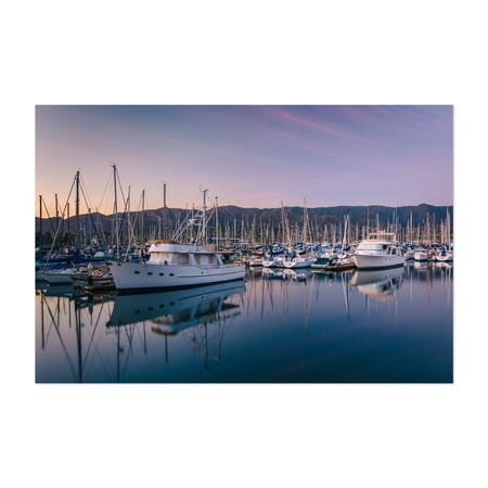 The Harbor at Sunset, Santa Barbara - Santa Barbara California Photography Harbor Boat Nautical Seascape Sunset Coast Maritime Unframed Wall Art Print 4 x 6 inches