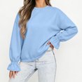 thumbnail image 5 of Mifsaly Womens Crew Neck Sweatshirts Flare Sleeve Ruched Solid Elastic Hem Casual Shirts Loose Fit Soft Comfortable Pullover Tops, 5 of 8