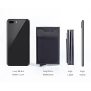 RFID Blocking Slim Wallet - One-Touch Pop Up Card Holder, Metal Minimalist Wallet for 10 Cards + Cash | Secure Front Pocket Design