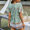 thumbnail image 4 of Camisa con estampado floral para mujer,Top informal floral con estampado floral en V para mujer Camisa floral con cuello en V para mujer Rendimiento inigualable, 4 of 6