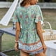 thumbnail image 4 of Blusa verde suelta para verano, estilo casual y elegante, talla L, camisa con cuello en V y mangas con volantes, 4 of 6