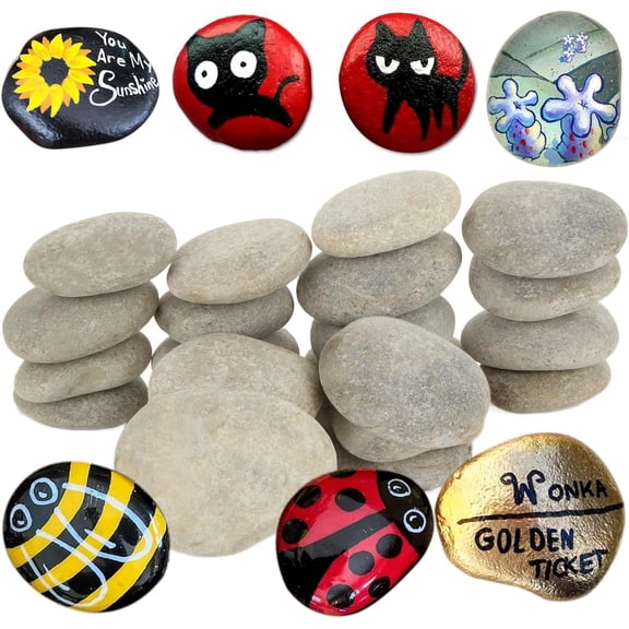 50 Pcs River Rocks for Painting 2-3 Inch Flat & Smooth Stones River Rocks for Arts, Project, Crafts and Family DIY Project