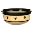 thumbnail image 3 of PetRageous Designs Metro 6 Inch Diameter Handcrafted Stoneware Pet Bowl for Pets, Gray Paw Pattern, 3 of 7