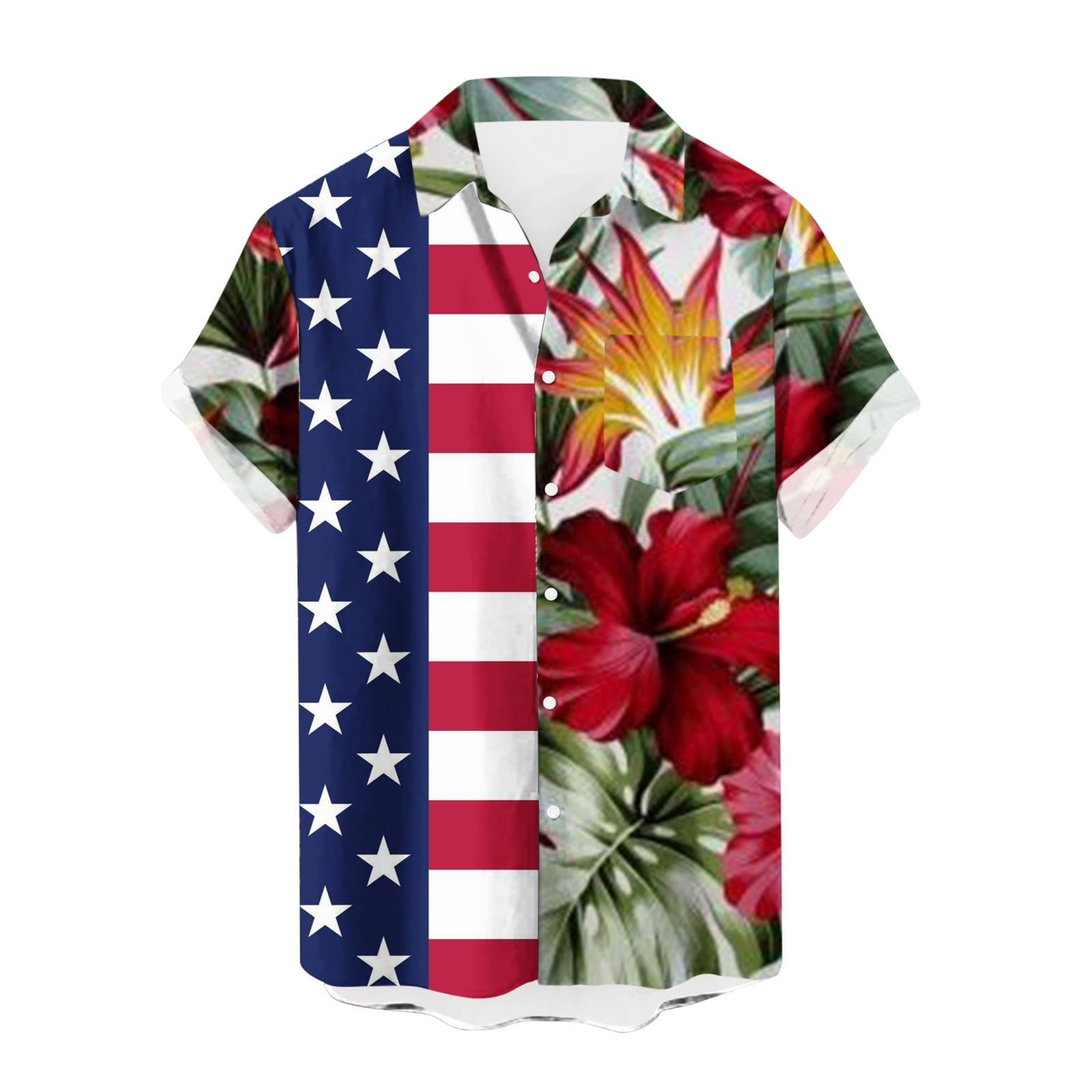 Holloyiver 2023 Patriotic Short Sleeve Button Up Shirts for Men ...