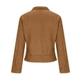 thumbnail image 5 of Women's Faux Suede Jacket Cropped Lapel Collar Long Sleeve Soft Comfort Cardigan Fall Slim Fit Style Office Work Casual Daily Wear,Khaki,M, 5 of 9