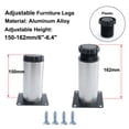 thumbnail image 4 of Repuestos de patas de muebles de 6 pulgadas Unique Bargains, pies de acero inoxidable para sofá, mesa y estantes, altura ajustable, 2 piezas, 4 of 7