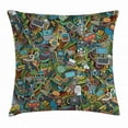 thumbnail image 1 of Doodle Throw Pillow Cushion Cover, A Variety of Social Media Devices Drawn Abstract Manner Computer Photos Smartphone, Decorative Square Accent Pillow Case, 18 X 18 Inches, Multicolor, by Ambesonne, 1 of 2