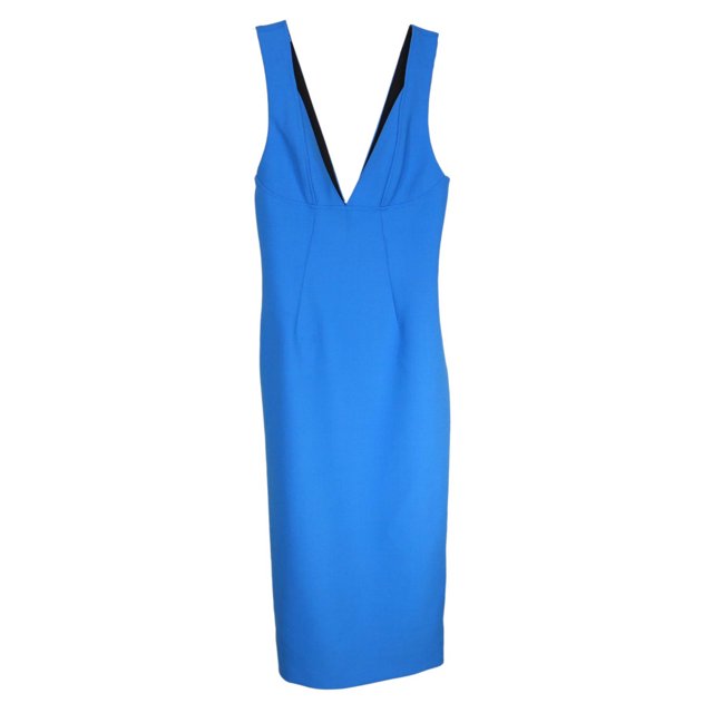 Victoria Beckham Robe Ajustée à Bretelles pour Femme Sky Blue en Double Crêpe de Laine - 12