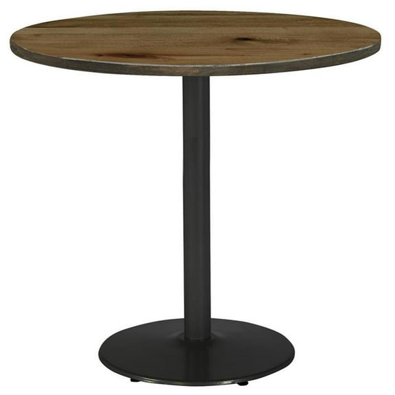 Pemberly Row 36" Round Breakroom Table Natural Round Black Base Bistro Height