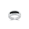 thumbnail image 1 of FB Jewels 10kt White Gold Mens Round Black Color Enhanced Diamond Wedding Band 1.00 Cttw, 1 of 1