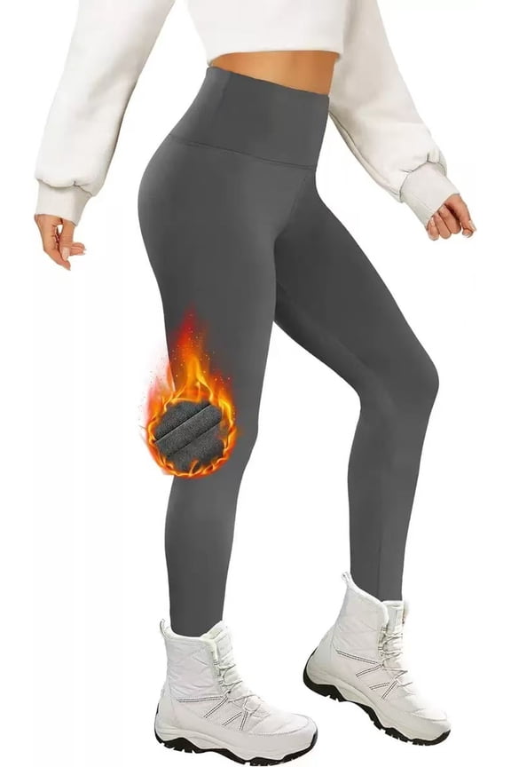 Fleece Lined Leggings for Women High Waisted Tummy Control Workout Winter Thermal Warm Soft Thick Yoga Pants, Dark Gray Size L