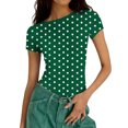 thumbnail image 3 of ZUKMRJPC Women's Summer Tops Short Sleeve Crewneck Casual Fashion Print Knit T Shirts Slim Fit Cute Basic Going Out Crop Tops, 3 of 4