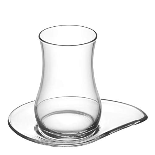 LAV Gürallar Eva Turkish Tea Glasses with Saucers Set of 6 | Traditional Turkish Design | Ideal for Serving Turkish Tea and Hot Beverages | Perfect for Home, Cultural Gatherings, a