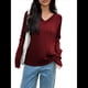 thumbnail image 2 of Suéter de Punto de Larga para Mujer, Jersey Ajustado con Cuello en V, Ropa Informal de Negocios para Otoño Vino Tinto L, 2 of 7