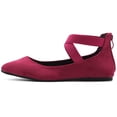 thumbnail image 2 of Ollio Women's Faux Suede Elastic Ankle Strap Pointed Toe Ballet Flats F167, 2 of 6