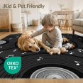 thumbnail image 4 of ODIKA 8'x10' Washable Area Rug Record Album Disc Motif Border Round Cd Themed Music Vinyl Note Playful for Dining Room, Large Office, Lounge, Non-Slip Chair-Friendly Mat, 4 of 7