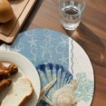 thumbnail image 3 of Blue Coastal Starfish Round 15 Inch Placemats Set of 6, Vintage Beige Nautical Coral Summer HeatResistant Non Slip Place Mats for Dining Table, Wipeable Braided Kitchen Table Mats for Housewarming, 3 of 9