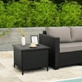 thumbnail image 2 of WAROOM Outdoor PE Wicker Side Table with Storage Patio End Table Resin Rattan Storage Table for Garden Backyard Porch Poolside, Black, 2 of 8