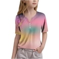 thumbnail image 2 of Soki T-Shirts pour Filles Dégradé T-Shirt Manches Courtes Hauts T-Shirt Col en V Tee 3-14 Ans, 2 of 5