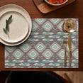 thumbnail image 5 of Brown Ethnic Feather Pattern Summer Placemats Table Placemats Set Of 4-Linen Kitchen Washable Placemats Table Mats 11.8"x17.7" Non-Slip Heat Resistant, 5 of 6