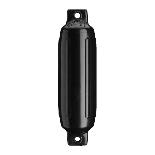 Polyform Boat Fender 27-905-528 G-1 Black; Ribbed; Cylinder; Twin Eye Design; Black; PVC; Single