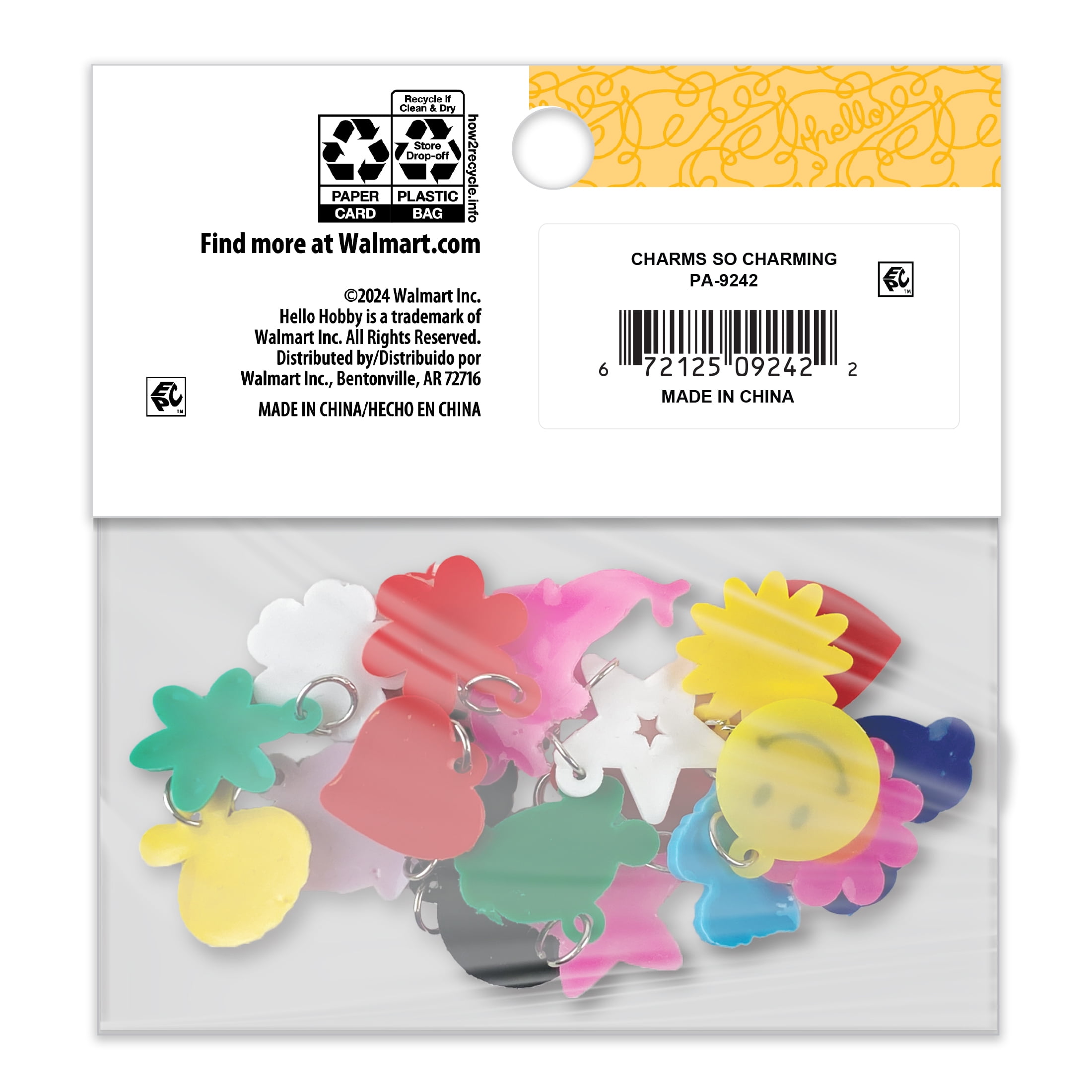 (3 pack) Hello Hobby Silicone Jewelry Charms for Bracelets, Necklaces, & Crafts, Cute Charms for Kids, 20 Pieces