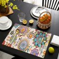 thumbnail image 3 of Pioneer Flower Floral Print Pattern Summer Placemats Table Placemats Set Of 6-Linen Kitchen Washable Placemats Table Mats 12x18 Inch Non-Slip Heat Resistant, 3 of 5