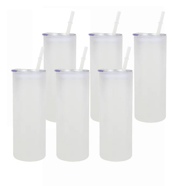Sublimation Skinny Tumbler 20oz Clear Frosted Glass Juice Cups