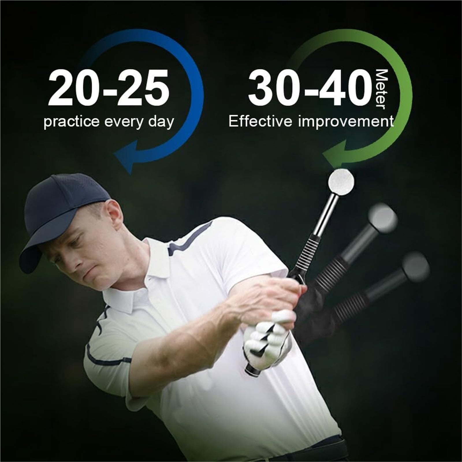 Retractable Golf Swing Training Aid, 2025 New Golf Grip Trainer Attachment Golf Swing Practice Stick for Improving Hitting Strength & Tempo