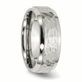 thumbnail image 4 of Stainless Steel Hammered 8mm Beveled Edge Ring Man Wedding Fancy  For Dad Mens  For Him, 4 of 10
