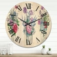 thumbnail image 2 of Designart 'Transparent Vases With Bouquets of Wildflowers I' Farmhouse Wood Wall Clock, 2 of 5