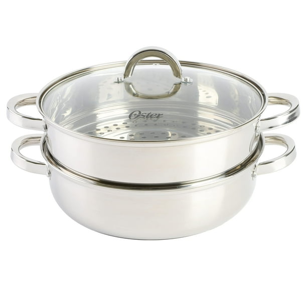 Juego de utensilios de cocina Oster Sangerfield de acero inoxidable de 28 cm con vaporera