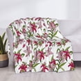 thumbnail image 3 of Rateoe Lilies Flowers Pattern Flannel Throw Blanket, Ultra-soft Blanket for Bed, Couch, Car, Hypoallergenic Anti-pilling blanket-50"x40"(Horizontal), 3 of 6