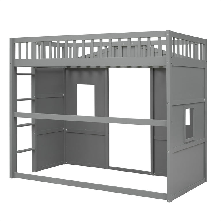 Twin Size Loft Bed, House Shaped with Built-in Ladder for