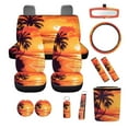 thumbnail image 2 of XYZCANDO Sunset Palm Tree Seat Belt Cover Steering Wheel Cover Center Mirror Cover Coasters Car Seat Cover Keychain Lipstick Cover Car Trash Can Easy Installation Fashion Suitable for Men, 2 of 5