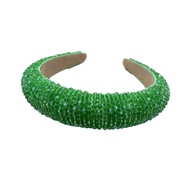 Cintas para el pelo Minnieouse con cuentas de cristal y cierre de diamantes de imitación Pasto verde