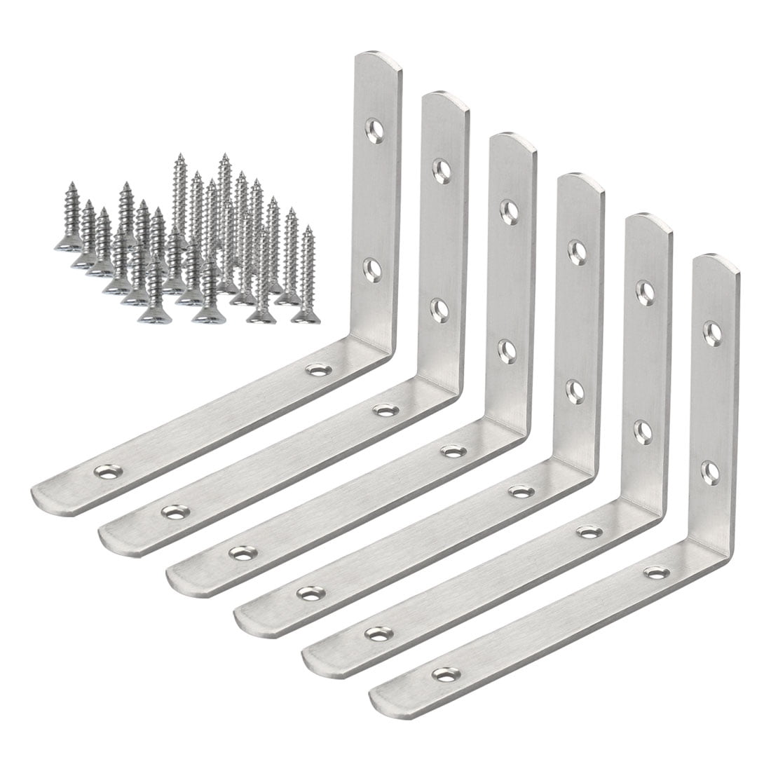 Uxcell 6 Piece 150 x 110mm Stainless Steel L Shaped Angle Brackets with